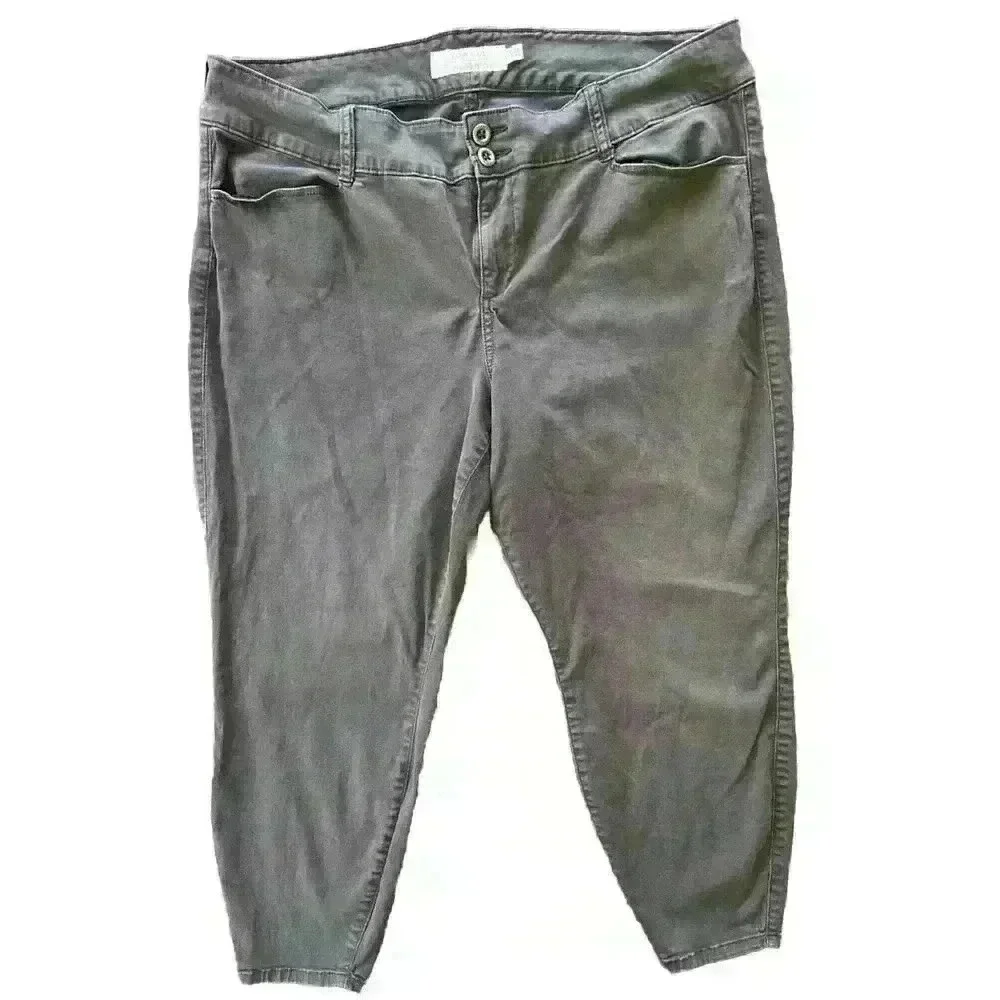 Torrid Size 24 Cropped Skinny Jeans Jeggings Gray Distressed Stretch